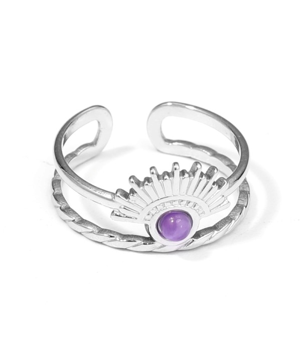 Anillo plateado con piedra