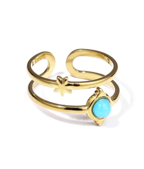 Anillo dorado con piedras