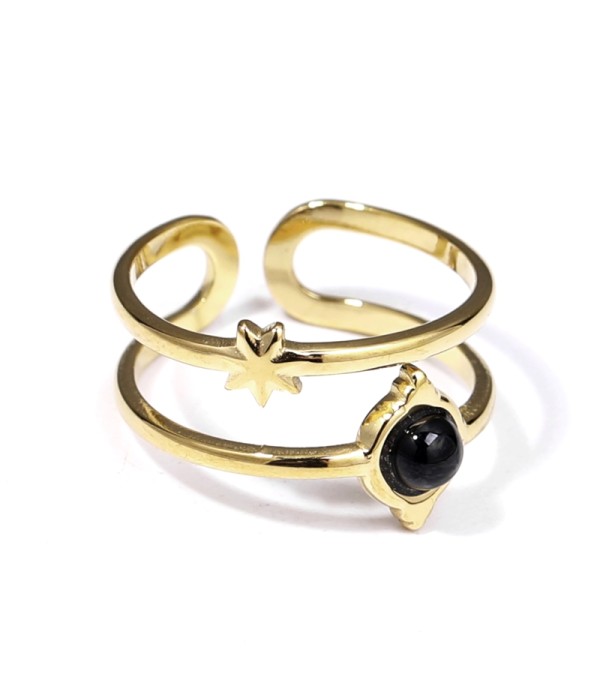 Anillo dorado con piedras