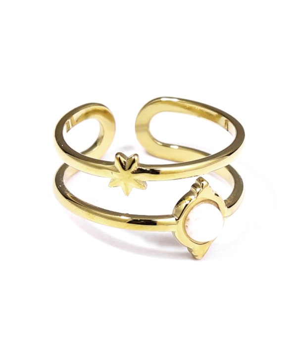 Anillo dorado con piedras