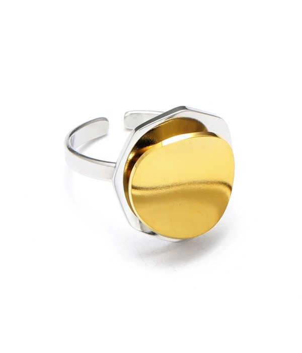 Anillo abierto dorado abierto geométrico