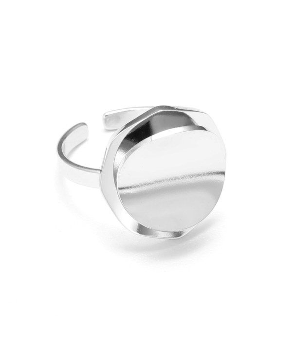 Anillo abierto plateado geométrico