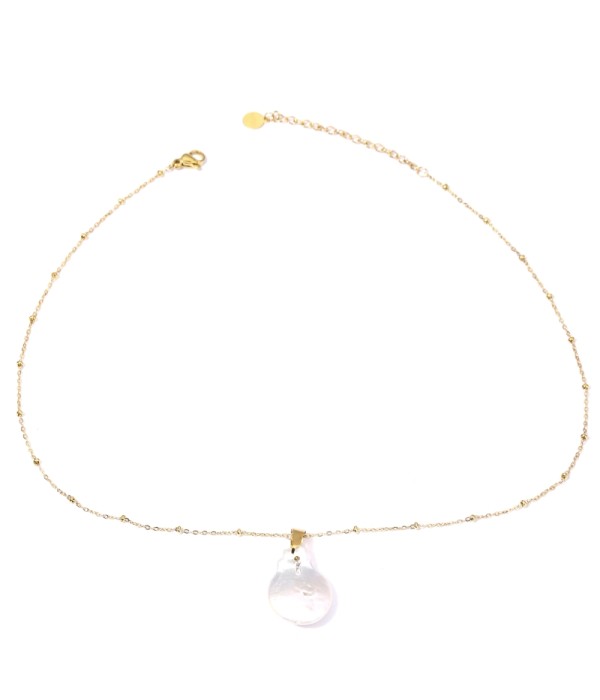 Collar dorado con colgante de perla natural
