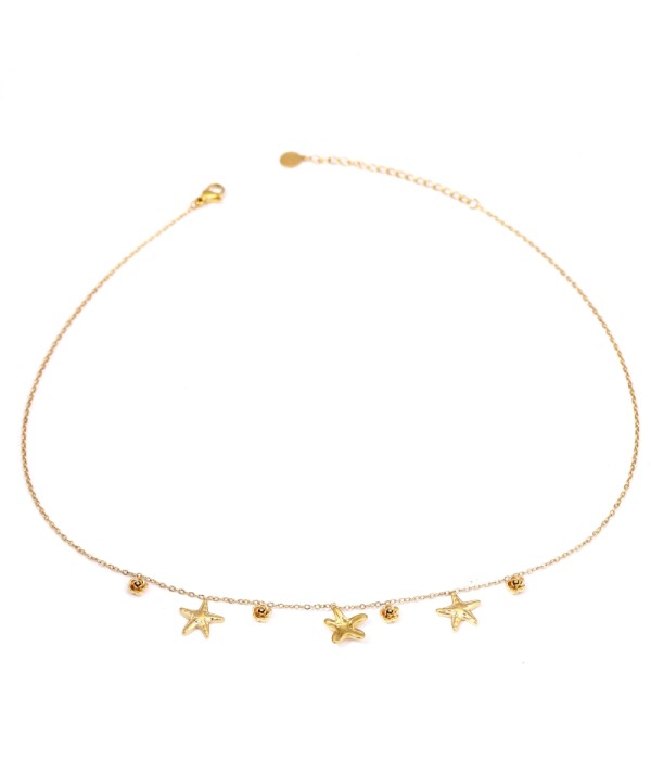Collar dorado con colgantes de estrellas de mar