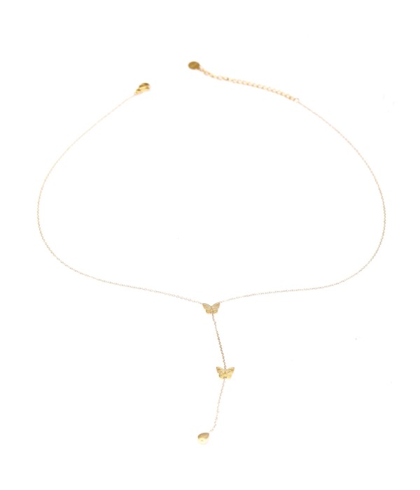 Collar dorado con colgantes de mariposa