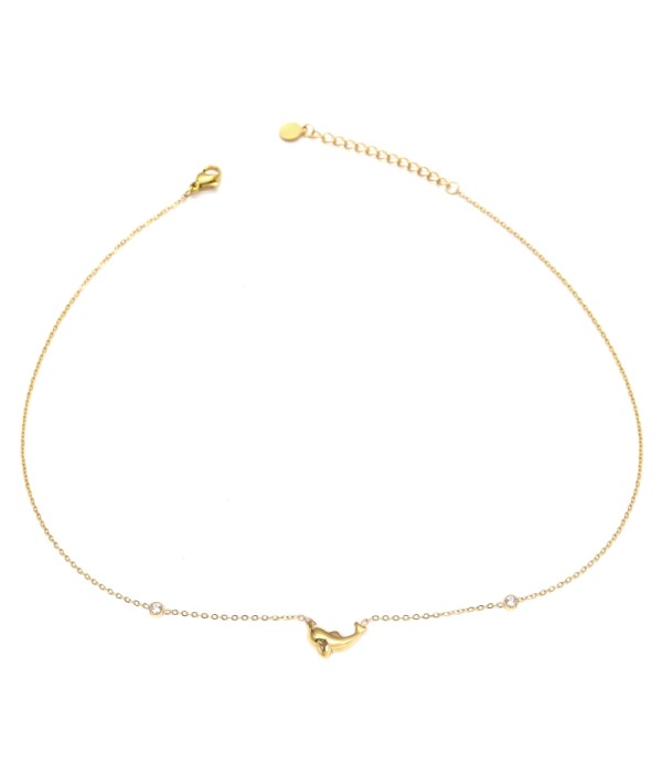 Collar dorado con colgante de delfín