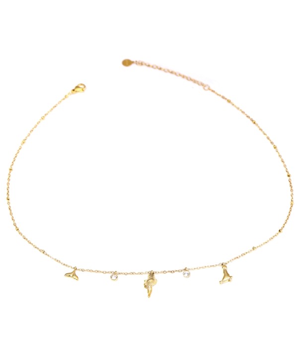 Collar dorado con colgantes de vida marina