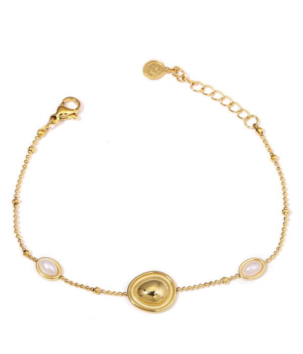 Pulsera dorada con perla