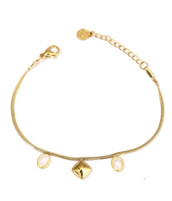 Pulsera dorada con perla