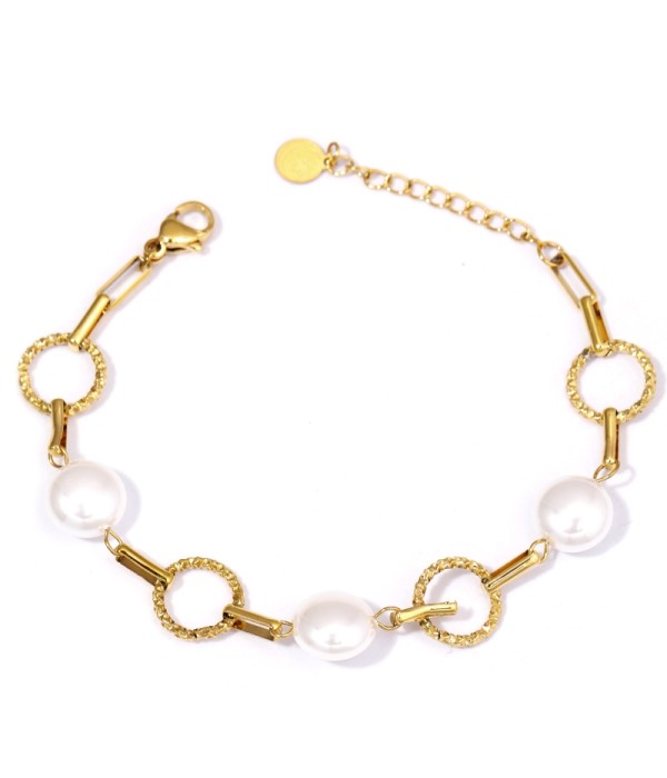 Pulsera dorada con perla