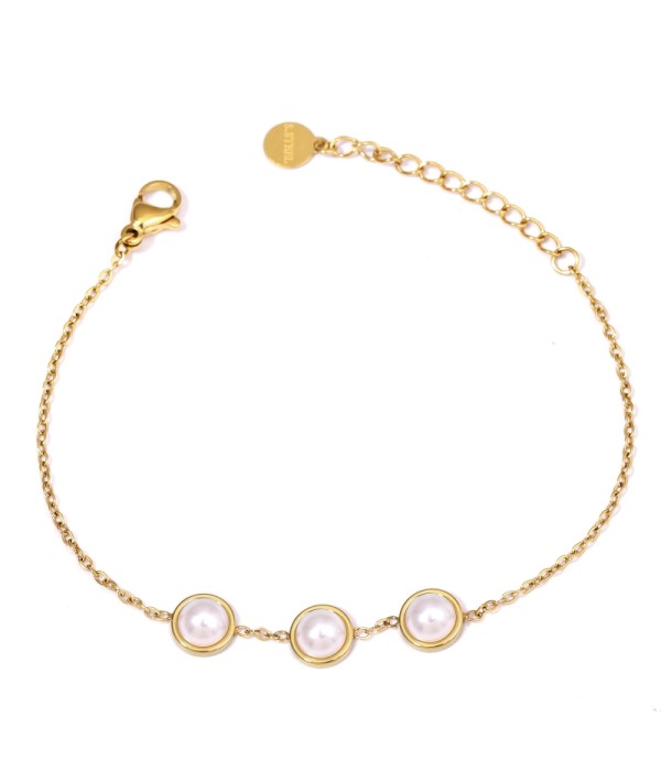 Pulsera dorada con perla redonda