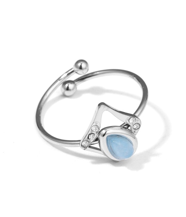 Anillo plateado de rombo con circonitas y piedras de colores