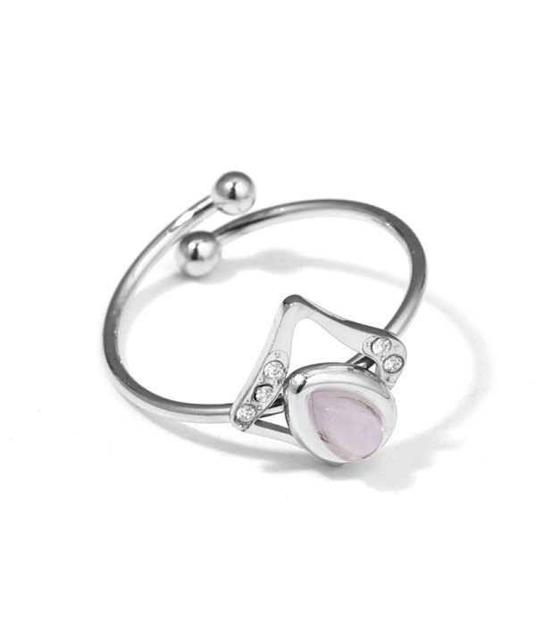 Anillo plateado de rombo con circonitas y piedras de colores