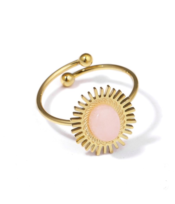 Anillo dorado de sol con piedra de colores