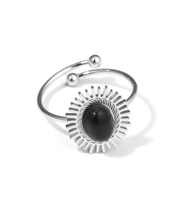 Anillo plateado de sol con piedra de colores