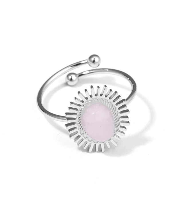 Anillo plateado de sol con piedra de colores