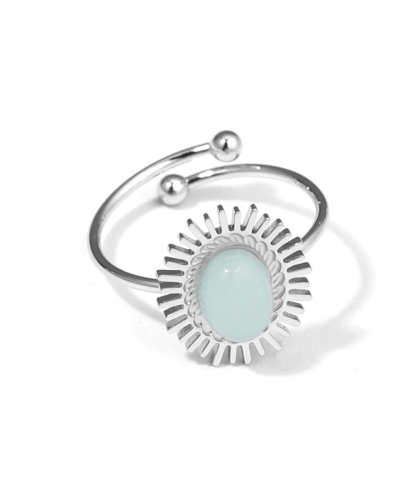 Anillo plateado de sol con piedra de colores