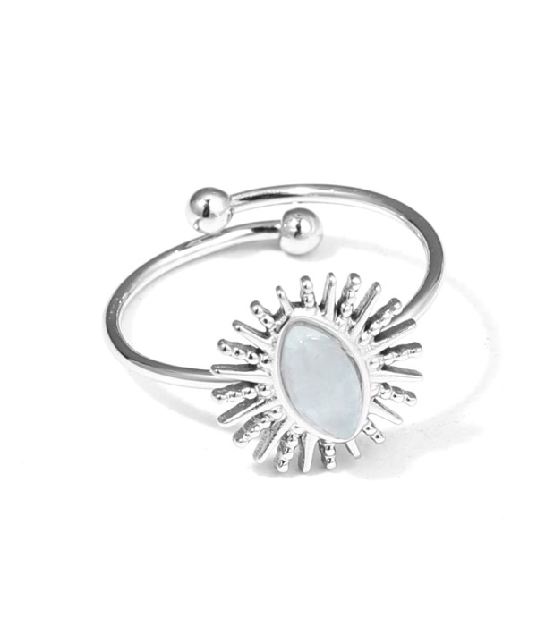 Anillo plateado de sol con piedra de colores 2