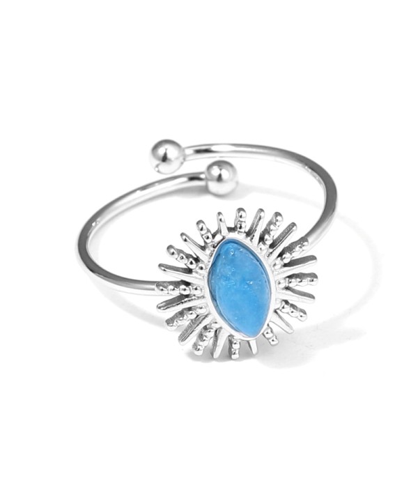 Anillo plateado de sol con piedra de colores