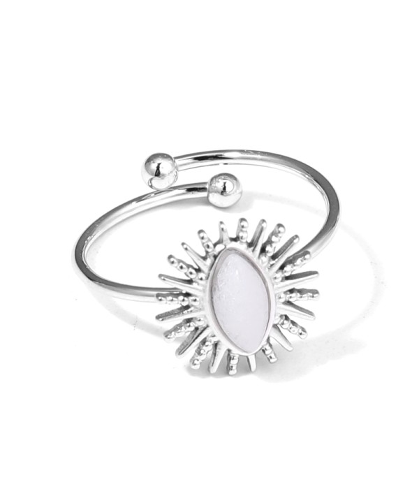 Anillo plateado de sol con piedra de colores