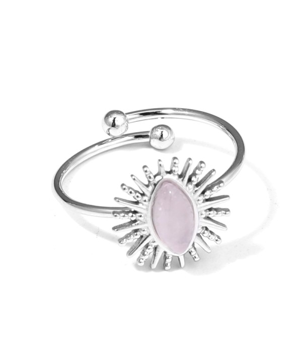 Anillo plateado de sol con piedra de colores