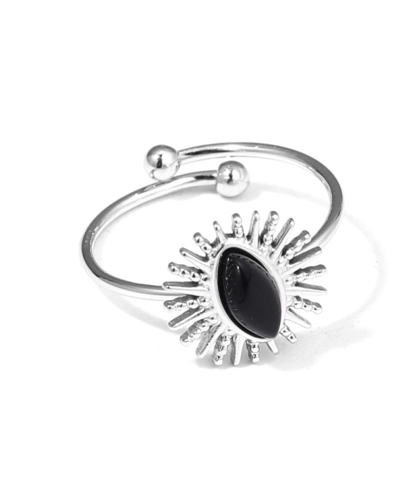 Anillo plateado de sol con piedra de colores