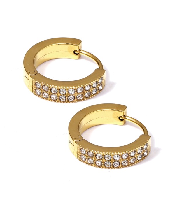 Pendientes de aro dorado con circonitas