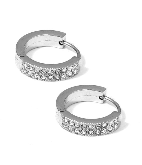 Pendientes de aro plateado con circonitas