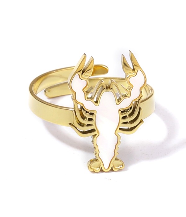 Anillo con langostino decorado con nácar