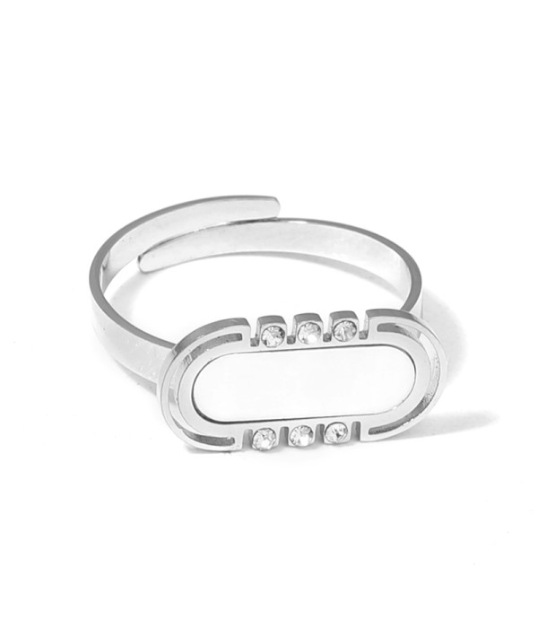 Anillo con rectángulo redondeado decorado con nácar y... 2