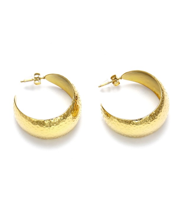 Pendientes de arco abierto dorados texturizados