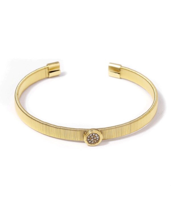 Pulsera rígida dorada patrón de líneas verticales