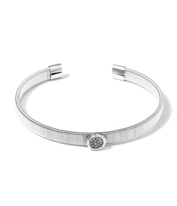 Pulsera rígida plateada patrón de líneas verticales