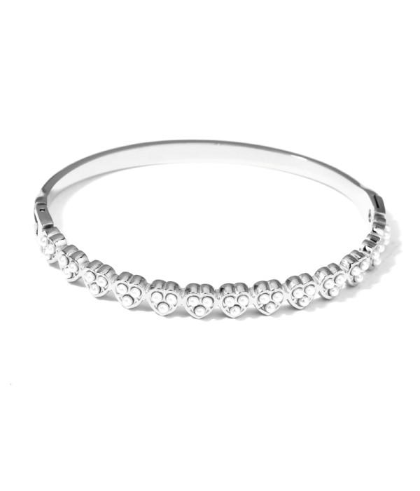 Pulsera rígida plateada tipo manguito