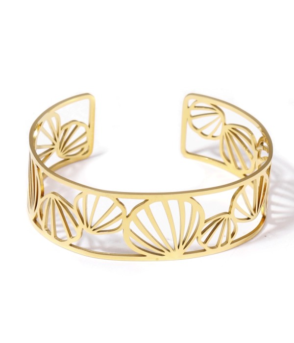 Brazalete dorado abierto calado de formas