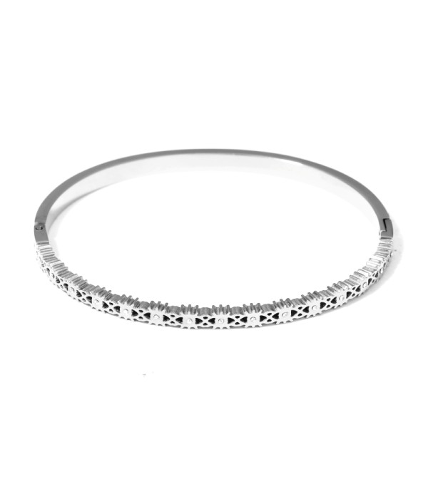 Pulsera rígida plateada tipo manguito