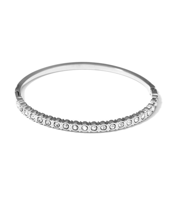 Pulsera rígida plateada tipo manguito