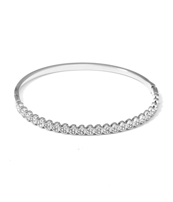 Pulsera rígida plateada tipo manguito