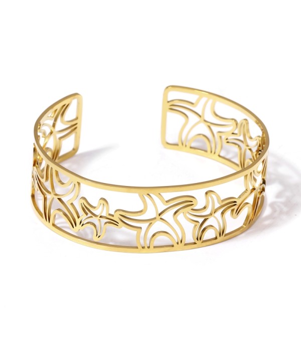 Brazalete dorado abierto calado de formas