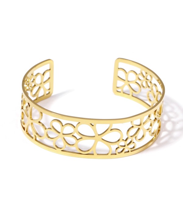 Brazalete dorado abierto calado de formas
