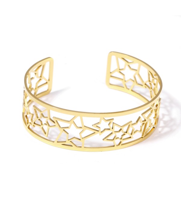 Brazalete dorado abierto calado de formas