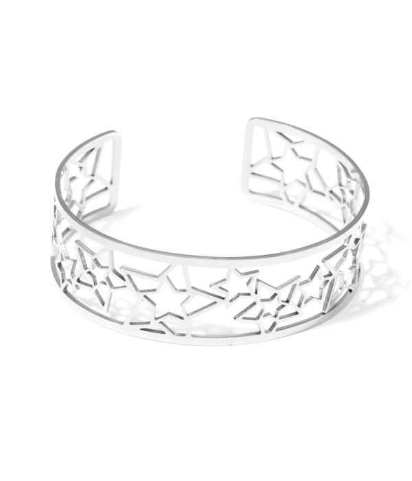 Brazalete plateado abierto calado de formas