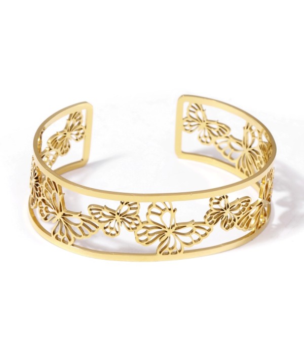 Brazalete dorado abierto calado de formas