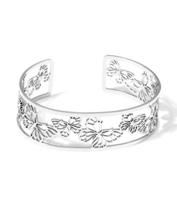 Brazalete plateado abierto calado de formas