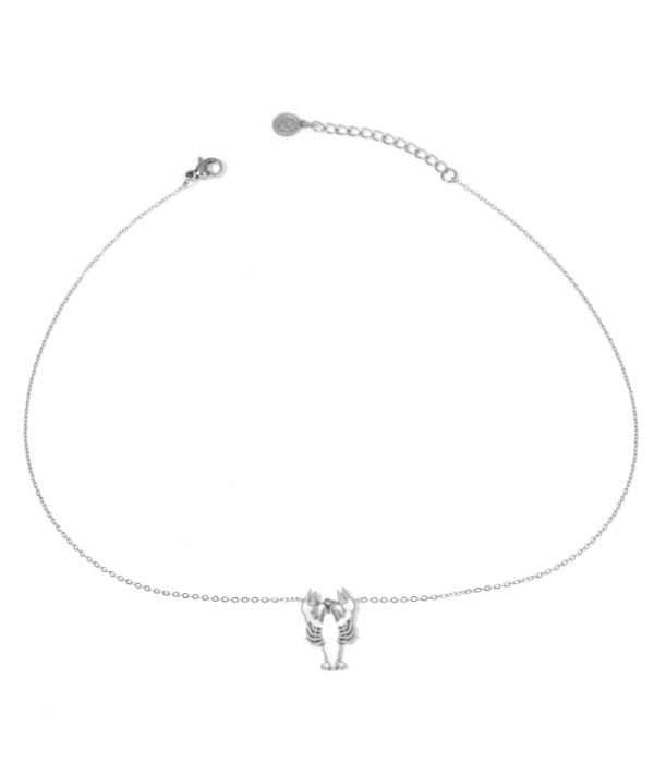 Collar plateado con colgante de langostino decorado con...