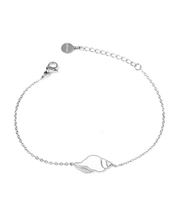 Pulsera plateada con concha decorado con nácar