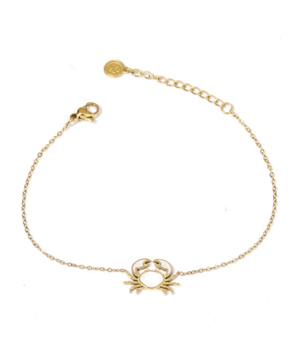 Pulsera dorada con cangrejo decorado con nácar