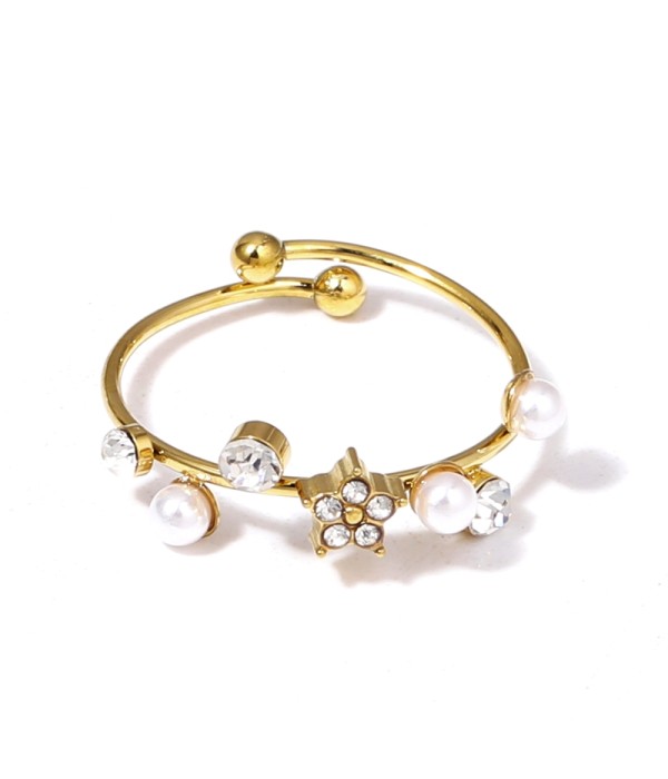 Anillo con perla y circonitas