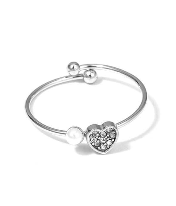 Anillo con perla y corazón de circonitas 2