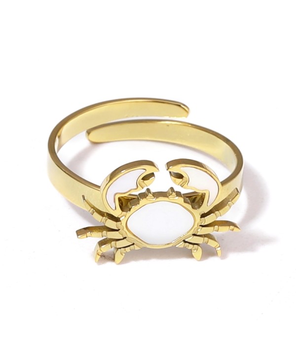Anillo con cangrejo decorado con nácar